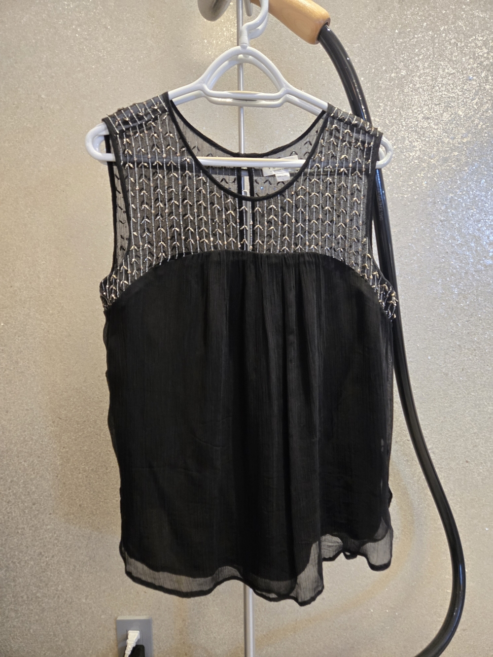 Velver Black Sleeveless Beaded Blouse